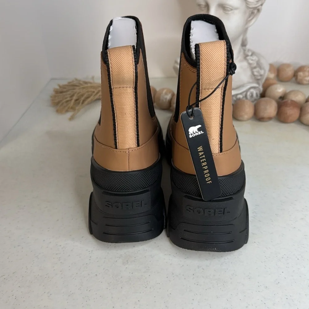 SOREL BREX WATERPROOF HI LINE CHELSEA BOOT SIZE 8.5 Tawny Buff,Black